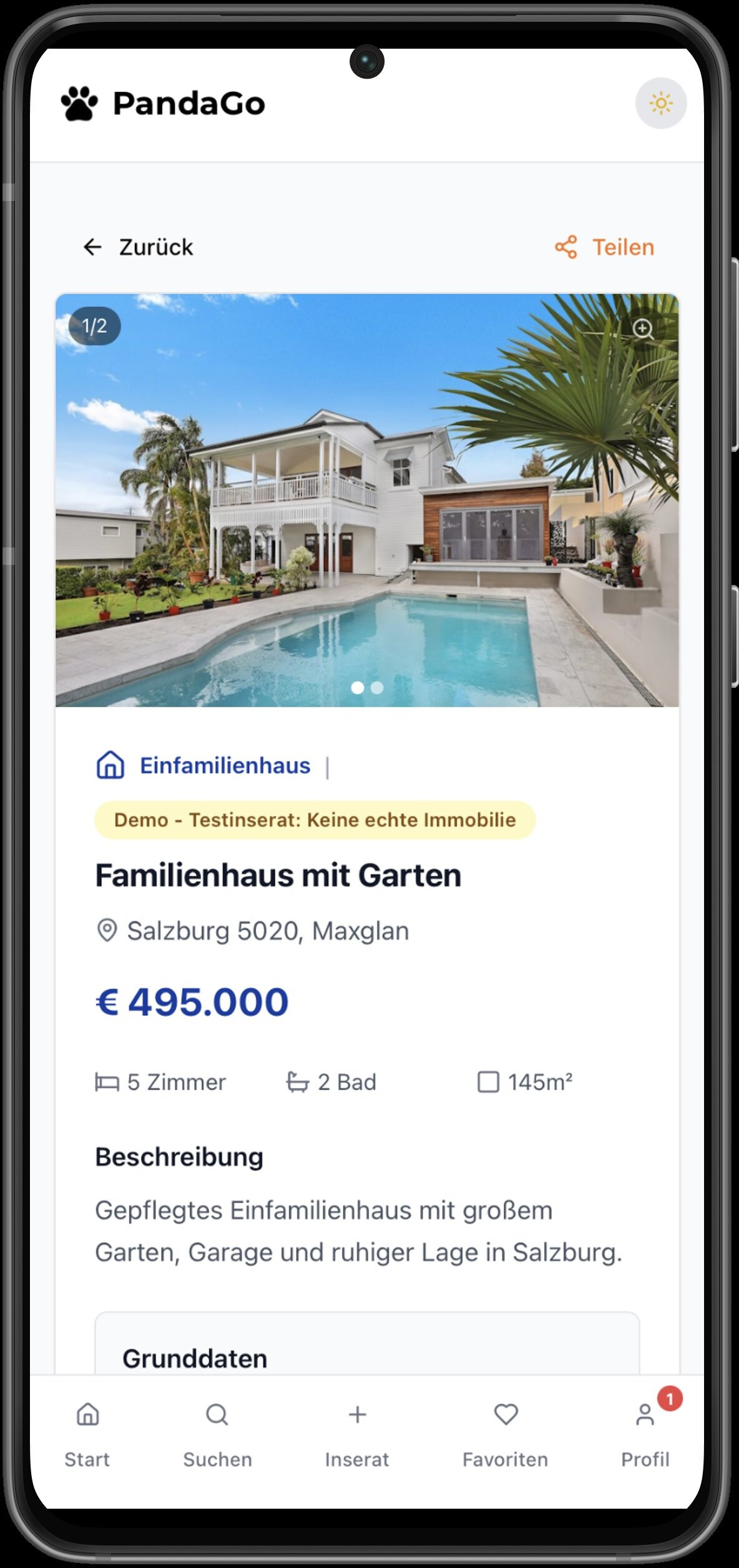 PandaGo Inserat - Detailansicht