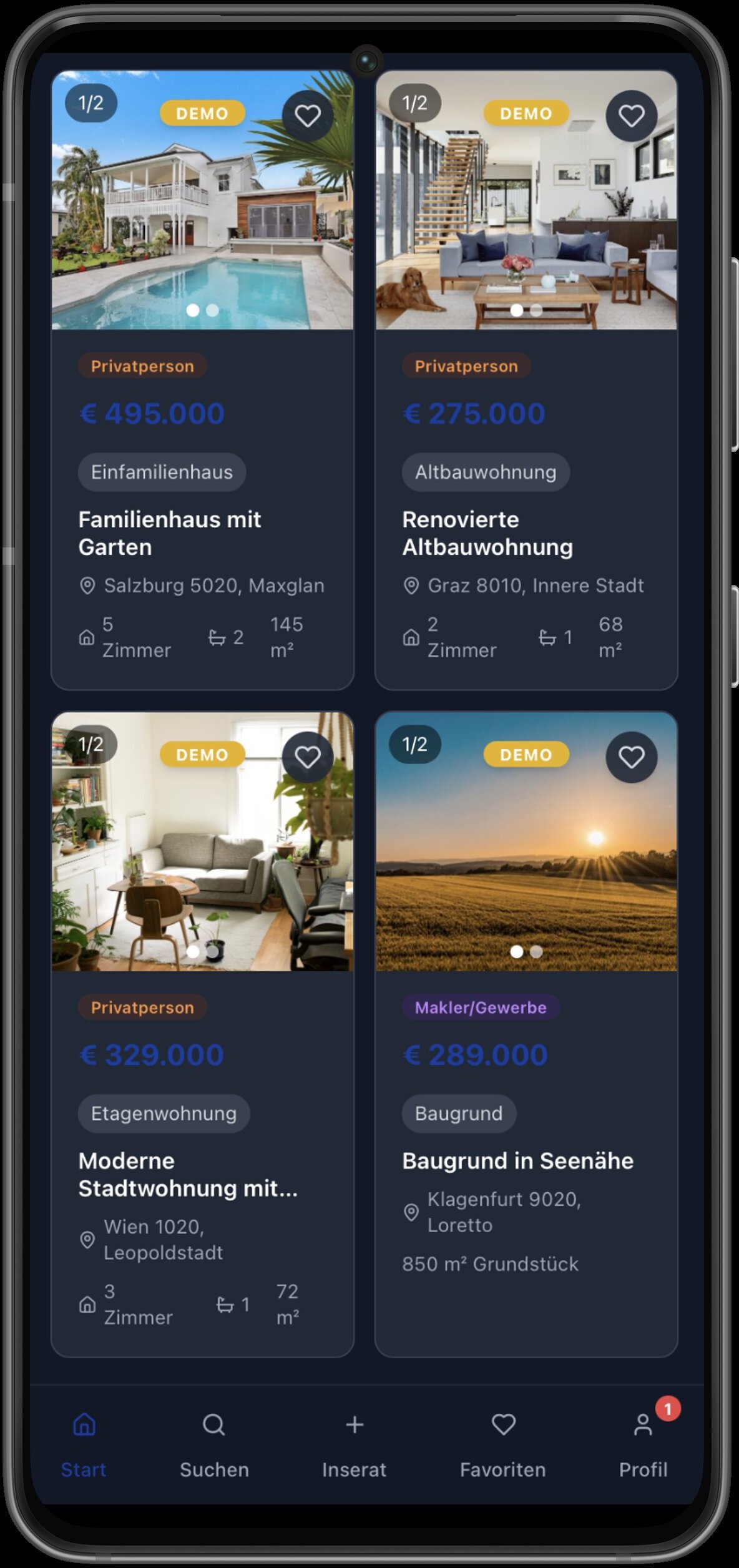 PandaGo Inserate - Dark Mode